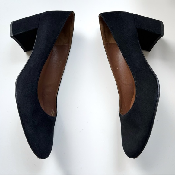 Margaux The Heel Suede Pumps Block Heel Almond Toe Work Office Minimal - Picture 4 of 15